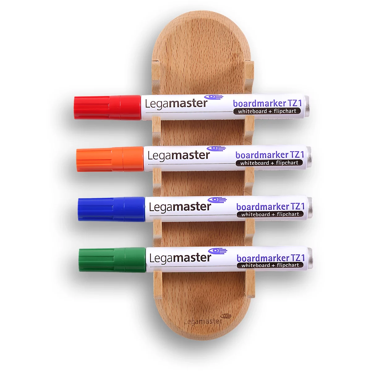 Glasboard-Markerhalter Legamaster WOODEN, magnetisch, lagert 4 Boardmarker, B 60 x T 35 x H 200 mm, Buchenholz, lackiert
